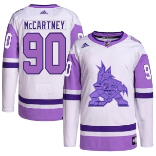 Men's Ben Mccartney Arizona Coyotes Adidas Ben McCartney Hockey Fights Cancer Primegreen Jersey - Authentic White/Purple