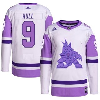 Men's Bobby Hull Arizona Coyotes Adidas Hockey Fights Cancer Primegreen Jersey - Authentic White/Purple