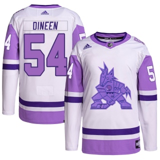 Men's Cam Dineen Arizona Coyotes Adidas Hockey Fights Cancer Primegreen Jersey - Authentic White/Purple