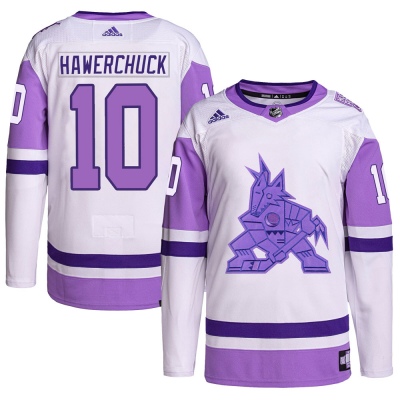 Men's Dale Hawerchuck Arizona Coyotes Adidas Hockey Fights Cancer Primegreen Jersey - Authentic White/Purple