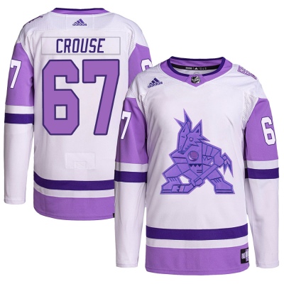 Men's Lawson Crouse Arizona Coyotes Adidas Hockey Fights Cancer Primegreen Jersey - Authentic White/Purple