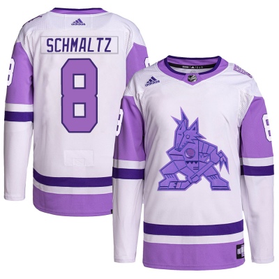 Men's Nick Schmaltz Arizona Coyotes Adidas Hockey Fights Cancer Primegreen Jersey - Authentic White/Purple