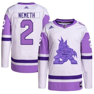 Men's Patrik Nemeth Arizona Coyotes Adidas Hockey Fights Cancer Primegreen Jersey - Authentic White/Purple