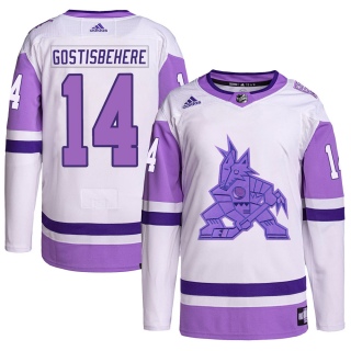 Men's Shayne Gostisbehere Arizona Coyotes Adidas Hockey Fights Cancer Primegreen Jersey - Authentic White/Purple