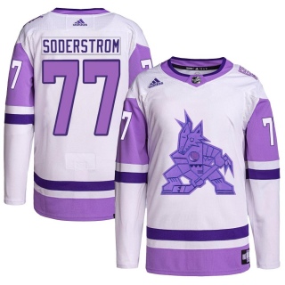 Men's Victor Soderstrom Arizona Coyotes Adidas Hockey Fights Cancer Primegreen Jersey - Authentic White/Purple