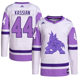 Men's Zack Kassian Arizona Coyotes Adidas Hockey Fights Cancer Primegreen Jersey - Authentic White/Purple