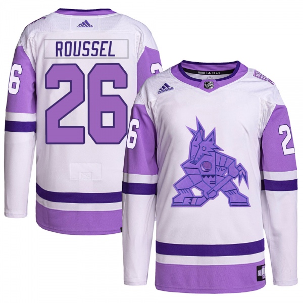 Youth Antoine Roussel Arizona Coyotes Adidas Hockey Fights Cancer Primegreen Jersey - Authentic White/Purple