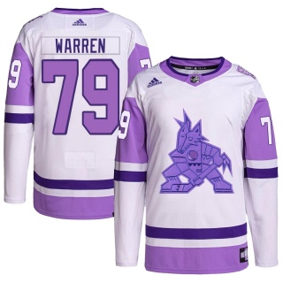 Youth Brendan Warren Arizona Coyotes Adidas Hockey Fights Cancer Primegreen Jersey - Authentic White/Purple
