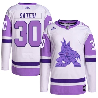 Youth Harri Sateri Arizona Coyotes Adidas Hockey Fights Cancer Primegreen Jersey - Authentic White/Purple