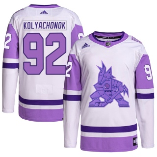 Youth Vladislav Kolyachonok Arizona Coyotes Adidas Hockey Fights Cancer Primegreen Jersey - Authentic White/Purple